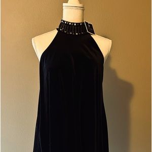 Black velvet mini dress